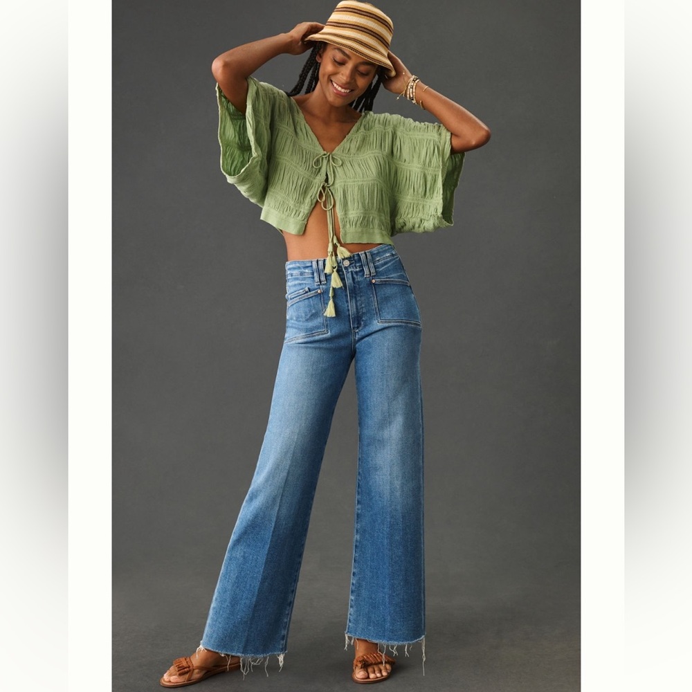 Paige Anessa High Rise Wide Leg Crop Jeans - Size 25